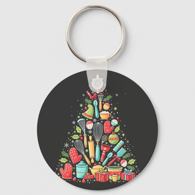 Christmas Tree Baking Chef Cook Xmas  Keychain (Front)