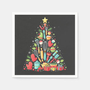 Christmas Tree Baking Chef Cook Xmas Napkins
