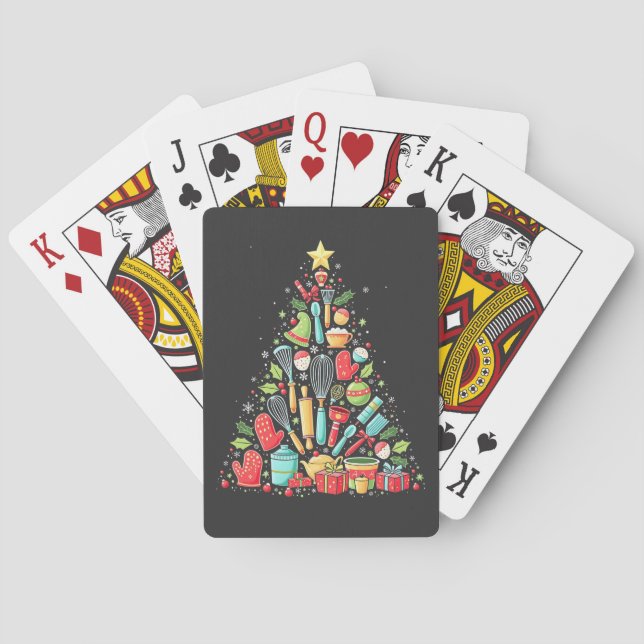 Christmas Tree Baking Chef Cook Xmas  Poker Cards (Back)