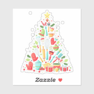 Christmas Tree Baking Chef Cook Xmas Sticker