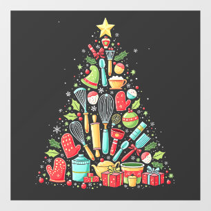 Christmas Tree Baking Chef Cook Xmas  Window Cling