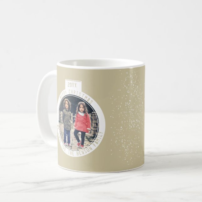 Christmas Tree Ball Beige Photo Holiday Coffee Mug (Front Left)