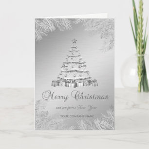 Christmas Tree Balls,Branches,Silver Corporate Holiday Card