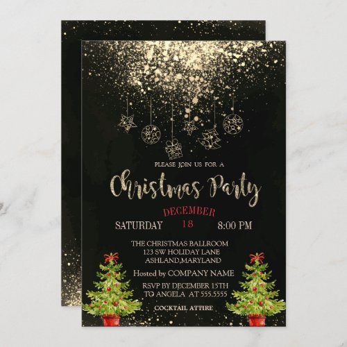Christmas Tree Balls Christmas Company Party  Invitation