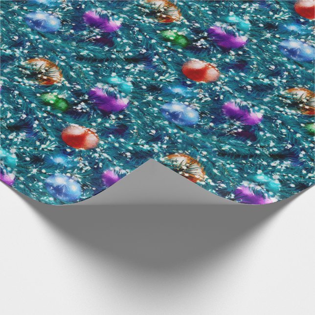 Christmas Tree Balls Pattern Wrapping Paper (Corner)
