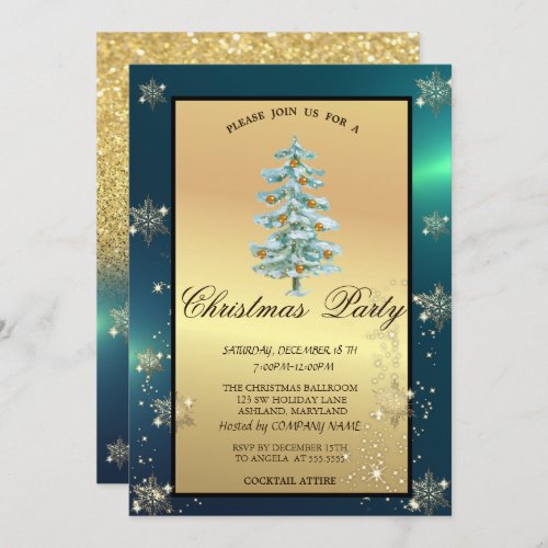  Christmas TreeBallsSnowflakes Company Party  Invitation