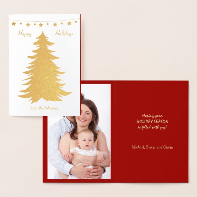 Christmas Tree Banner Photo Template Foil Card (Display)
