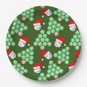 Christmas Tree Baseball Santa Hats Paper Plates