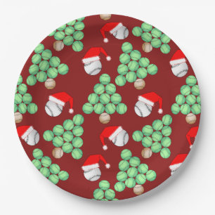 Christmas Tree Baseball Santa Hats Paper Plates