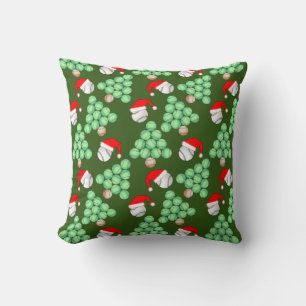 Christmas Tree Baseball Santa Hats Throw Pillow