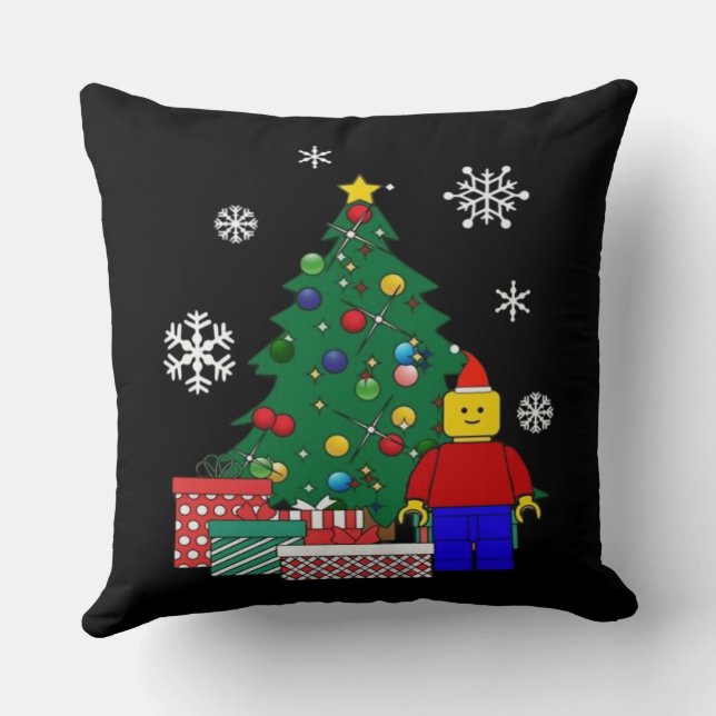  Christmas Tree Baseball  Throw Pillow (Back)