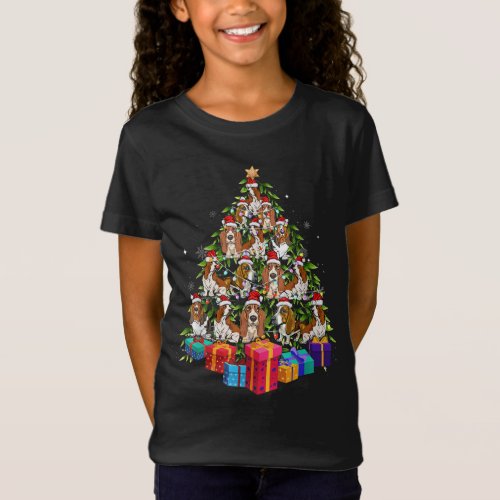 Christmas Tree Basset Hound Dog Family Xmas Pajama T_Shirt