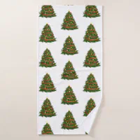 Moody Merry Christmas, Classy Dark Navy Blue Tree Kitchen Towel, Zazzle