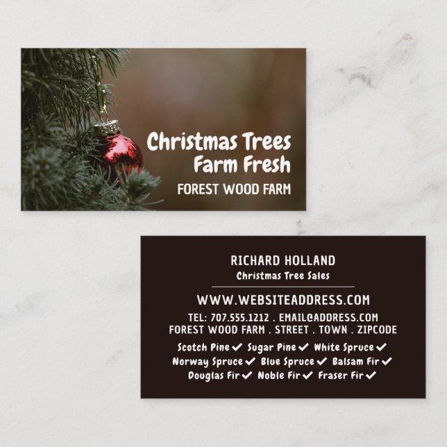 Christmas Tree Bauble, Christmas Tree Sales Business Card (Front/Back)