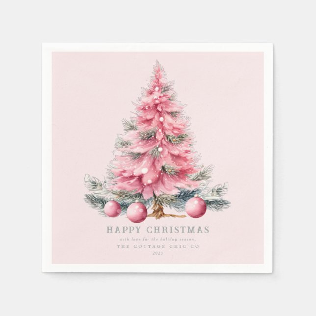 Christmas Tree Baubles Chic Holiday Paper  Napkins (Front)