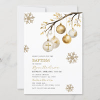 Christmas Tree Baubles Gold Snowflakes Baptism