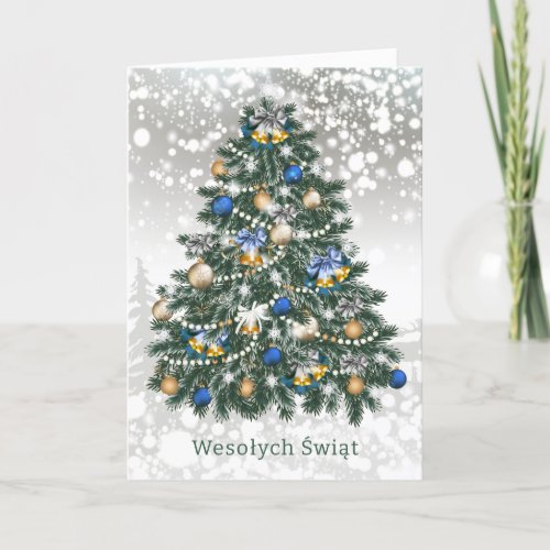 Christmas Tree Baubles Polish Holiday Card