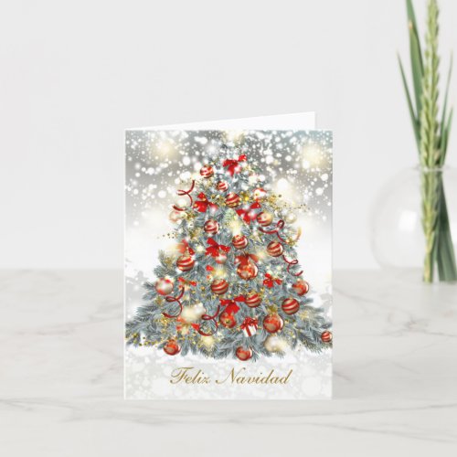 Christmas tree baubles Spanish Holiday Card