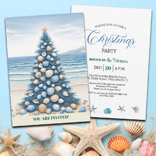Christmas Tree Beach Christmas Party Invitation