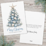 Christmas Tree Beach Holiday Card<br><div class="desc">Get into the holiday spirit with this unique Christmas card featuring a sage green Christmas tree made of shells, accented with white and blue seashells throughout. A white starfish sits at the top of the tree, serving as a coastal-inspired alternative to the traditional star. The overall design blends blue and...</div>