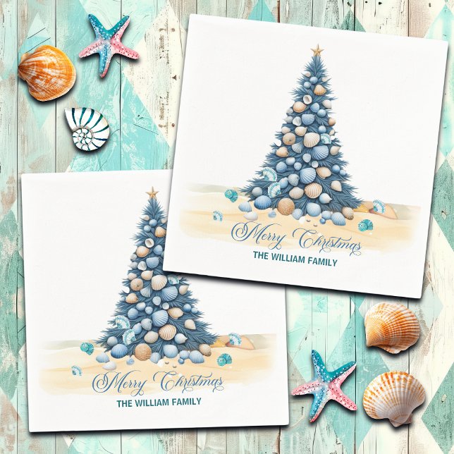 Christmas Tree Beach Merry Christmas Napkins (Creator Uploaded)