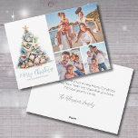 Christmas Tree Beach Photo Holiday Card<br><div class="desc">Elegant Personalized Watercolor Christmas Tree Beach Photo Holiday Card Seashell Starfish Coral. Spread holiday cheer with a beachy twist on this horizontal Christmas card, featuring spaces for three family photos to make it uniquely yours. Perfect for anyone who loves the ocean or lives in tropical spots like Florida, Hawaii, or...</div>