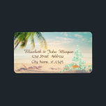 Christmas Tree,Beach,Starfish,Seastar Holiday Label<br><div class="desc">Christmas tree  on beach background. An elegant and sophisticated designe.Costumize with your name and address details.</div>