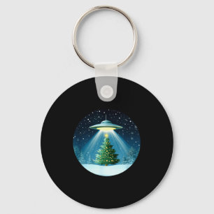 Christmas Tree Beamed By Ufo For Interstellar Holi Keychain