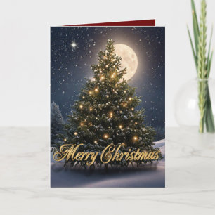 Christmas tree beauty in the snow holiday card