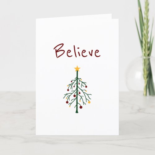  Christmas Tree Believe Santa Holiday Card