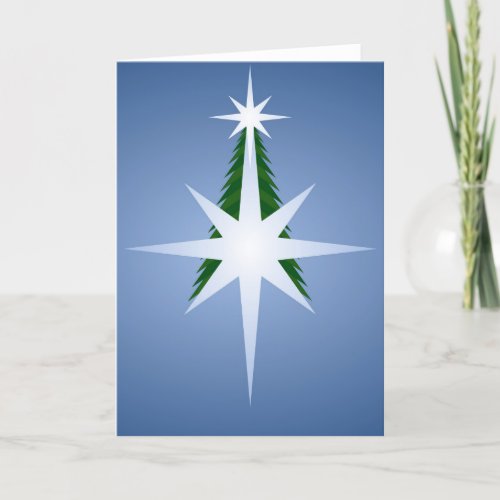 Christmas Tree Bethlehem Star Blue Holiday Card