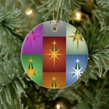 Christmas Tree Bethlehem Star (Multi-Color 2) Ceramic Ornament