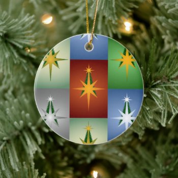 Christmas Tree Bethlehem Star (Multi-Color) Ceramic Ornament