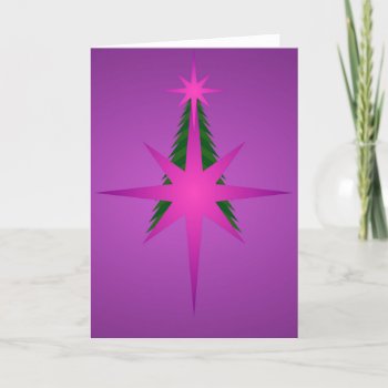 Christmas Tree Bethlehem Star (Pink and Purple) Holiday Card