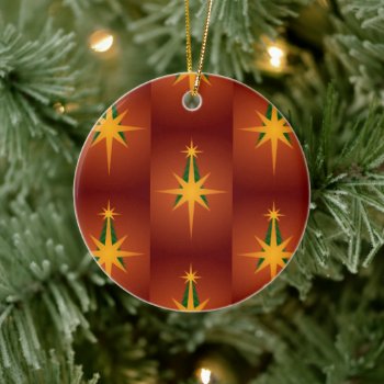 Christmas Tree Bethlehem Star (Red) Ceramic Ornament