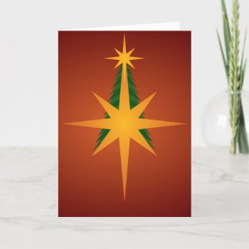 Christmas Tree Bethlehem Star (Red) Holiday Card
