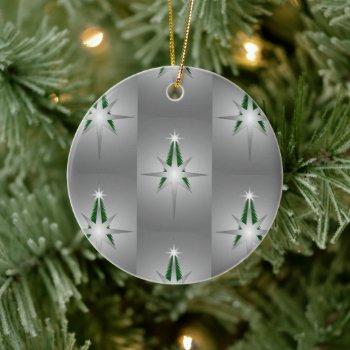 Christmas Tree Bethlehem Star (Silver) Ceramic Ornament