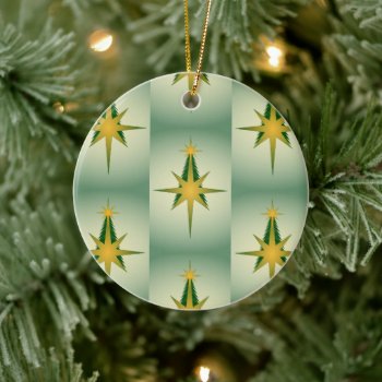 Christmas Tree Bethlehem Star (Yellow and Green) Ceramic Ornament