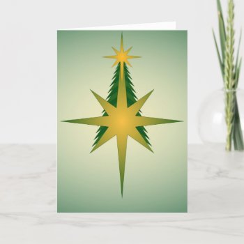Christmas Tree Bethlehem Star (Yellow and Green) Holiday Card