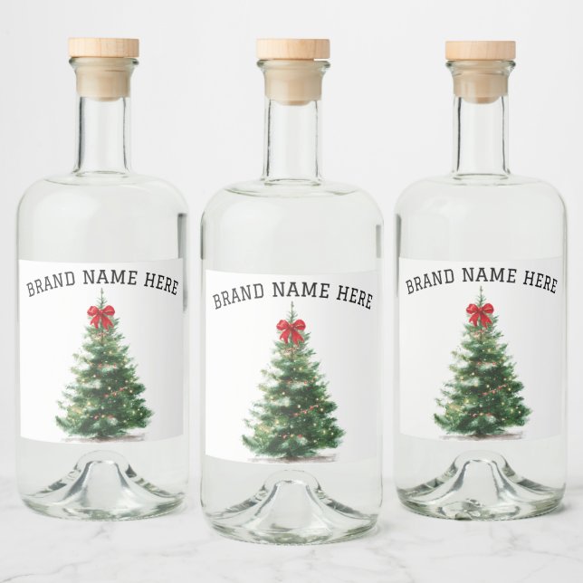 Christmas Tree Beverage Label Set – Brand Name (Bottles)