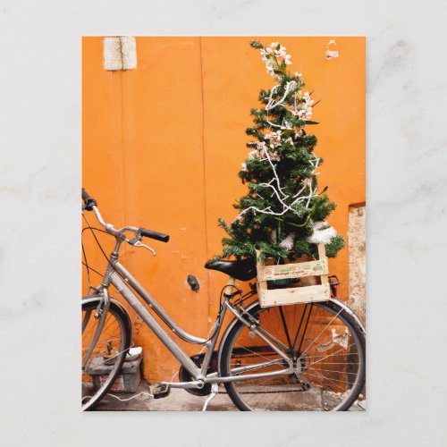 Christmas Tree Bicycle Holiday Postcard