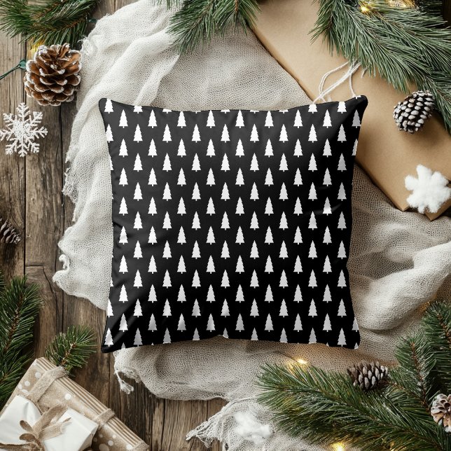 Christmas Tree Black and white pattern Throw Pillow (Creator Uploaded)