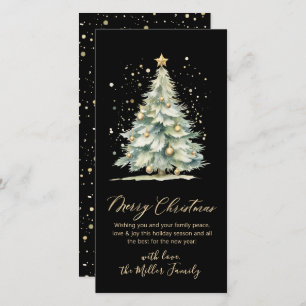 Christmas Tree Black Gold Script Non Photo Holiday Card
