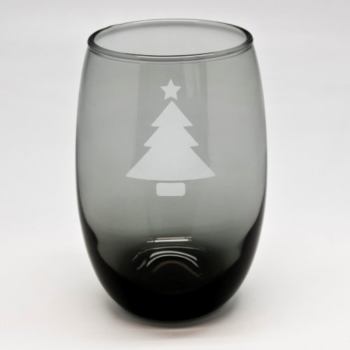 Christmas Tree Black Gradient Stemless Wine Glass