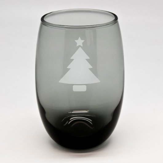 Christmas Tree Black Gradient Stemless Wine Glass (Front)