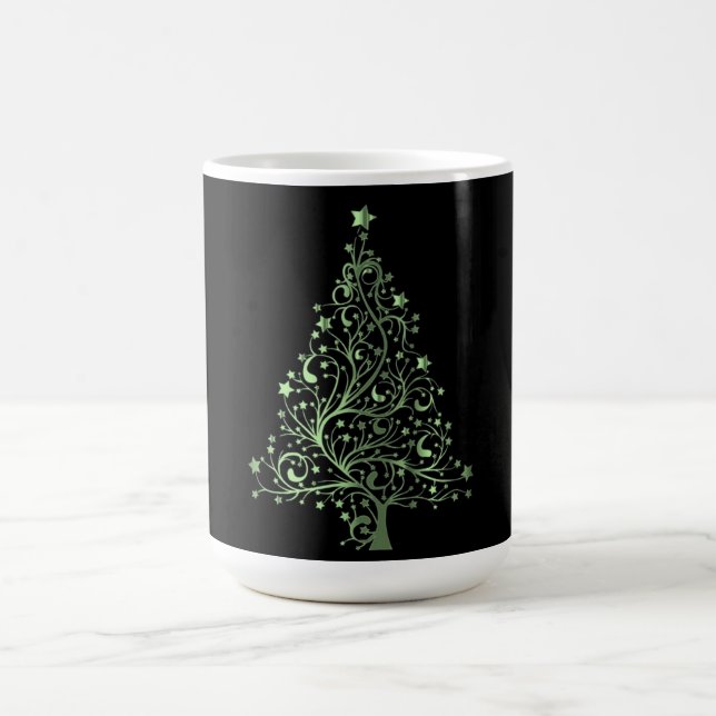 Christmas Tree Black Metallic Green Elegant Coffee Mug (Center)