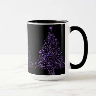 Christmas Tree Black Metallic Purple Elegant Shiny Mug