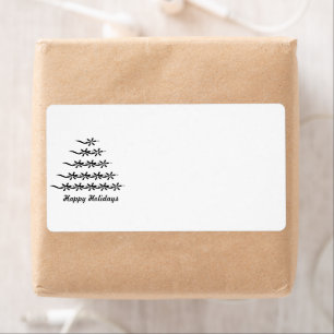 Christmas Tree black white blank Return Address Label