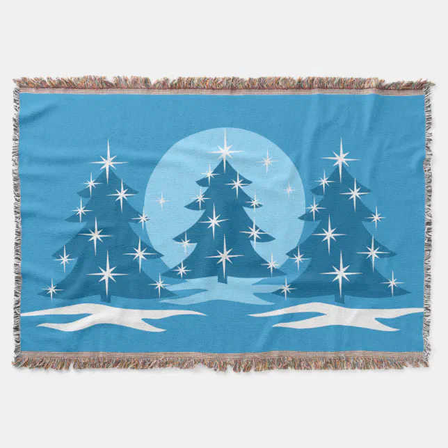 Christmas Tree Blanket Blue Holiday Throw Blankets | Zazzle