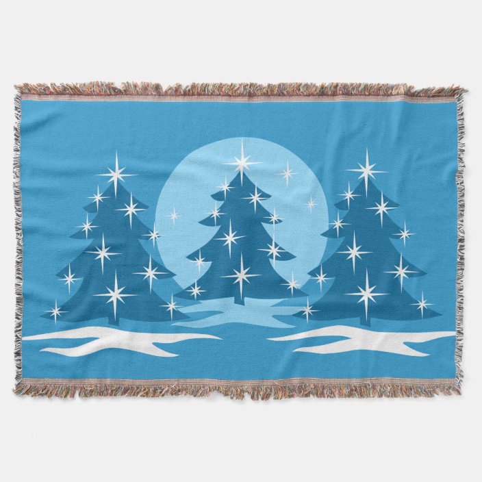 Christmas Tree Blanket Blue Holiday Throw Blankets